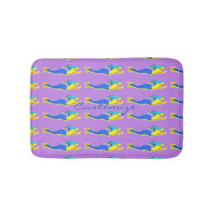 travelling blue-tail mermaids pattern bath mat