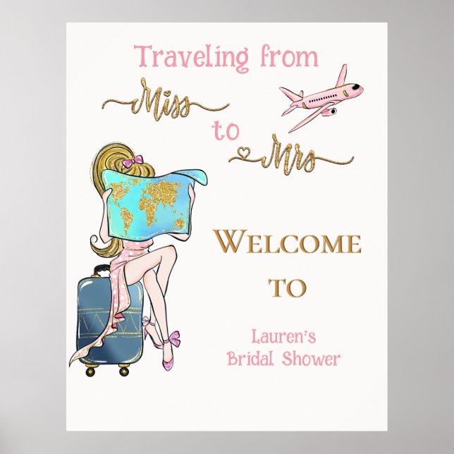 Travelling Bridal Shower Journey Welcome Poster (Front)