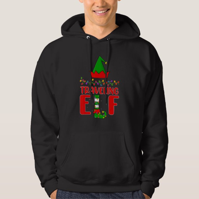 Travelling Elf Matching Family Lighting Christmas Hoodie (Front)
