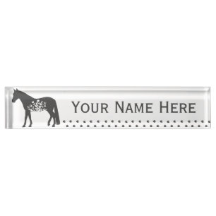 Travelling Floral Horse Customisable Desk Nameplat Nameplate