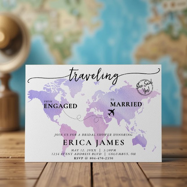 Travelling from Engaged to Married Bridal Shower Invitation (Creator Uploaded)