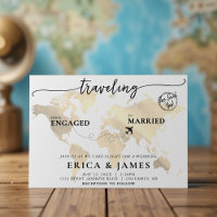 Travelling from Engaged to Married Gold Map Weddin