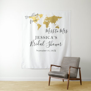 Travelling from Miss to Mrs Backdrop Photo booth Tapestry