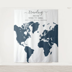 Travelling From Miss To Mrs Bridal Backdrop Tapestry