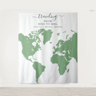 Travelling From Miss To Mrs Bridal Backdrop Tapestry
