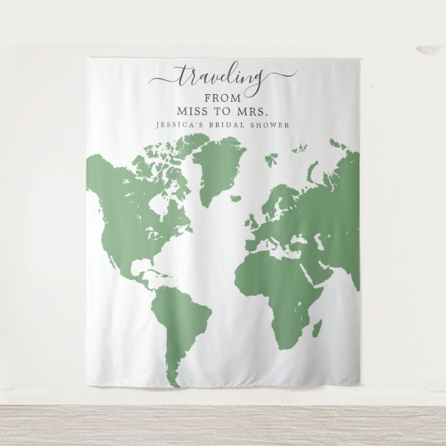 Travelling From Miss To Mrs Bridal Backdrop Tapestry (Front)