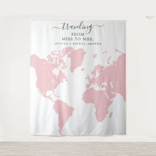 Travelling From Miss To Mrs Bridal Backdrop Tapestry