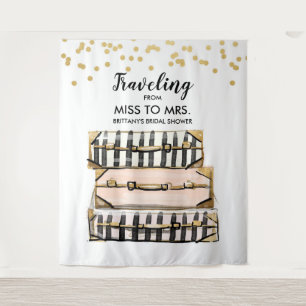 Travelling from Miss to Mrs. Bridal Shower Backdro Tapestry