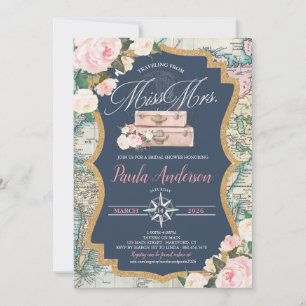 Travelling from MISS TO MRS. Bridal Shower  Invitation