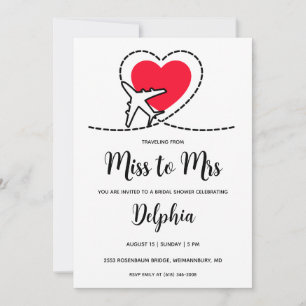 travelling from miss to mrs bridal shower invitation