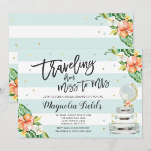 Travelling From Miss To Mrs Bridal Shower Invite