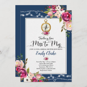 Travelling From Miss To Mrs Bridal Shower Invite