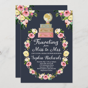 Travelling From Miss To Mrs Bridal Shower Invite