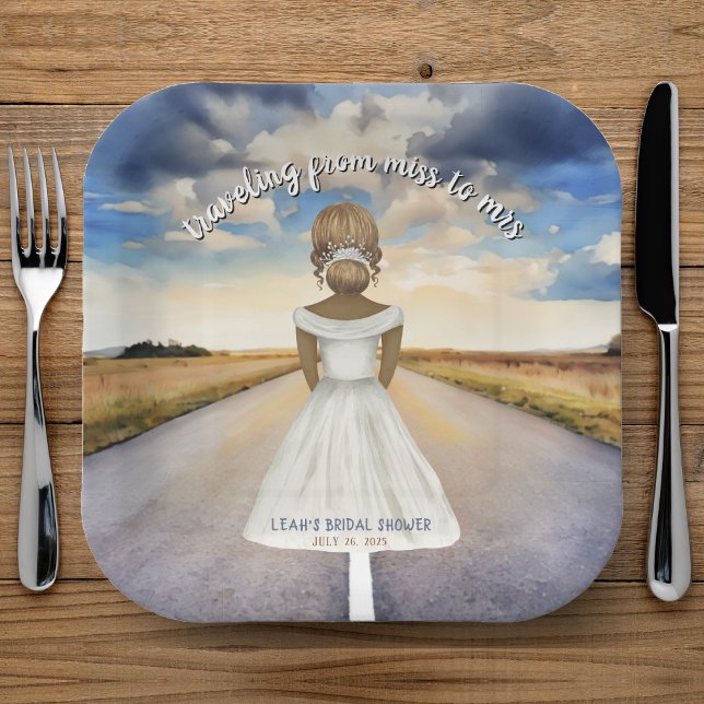 Travelling From Miss to Mrs Bridal Shower Paper Plate (Traveling From Miss to Mrs Bridal Shower Paper Plates
)