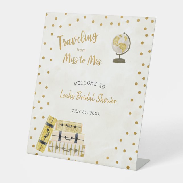 Travelling from Miss to Mrs bridal shower sign (Front)