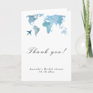 Travelling from Miss to Mrs Bridal Shower Thank You Card