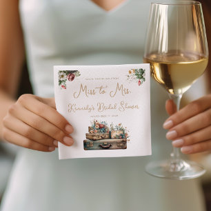 Travelling from Miss to Mrs. Bridal Shower Welcome Napkin