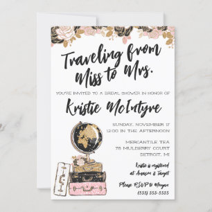 Travelling from Miss to Mrs. Modern Luggage Invitation