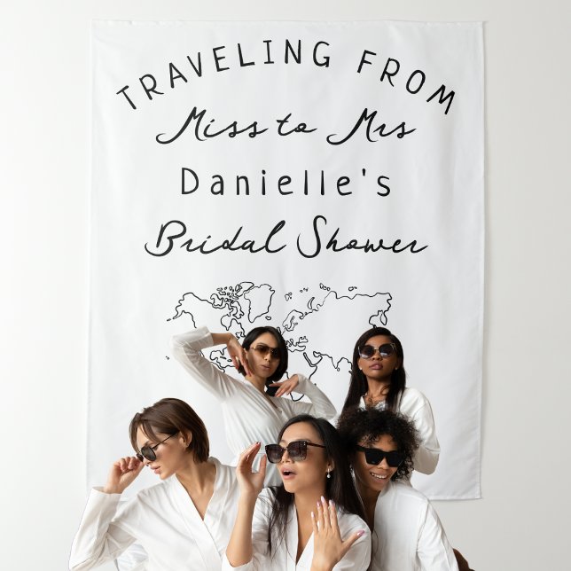 Travelling from Miss to Mrs Personalised Backdrop Tapestry (Creator Uploaded)