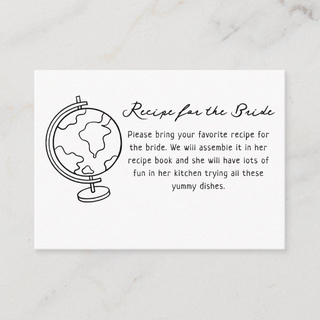 Travelling from Miss to Mrs Recipe Request Enclosure Card (Front)