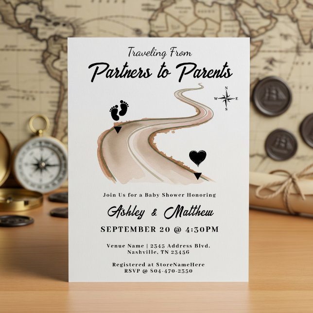 Travelling from Partners to Parents Baby Shower Invitation (Traveling from Partners to Parents Baby Shower Invitation
)