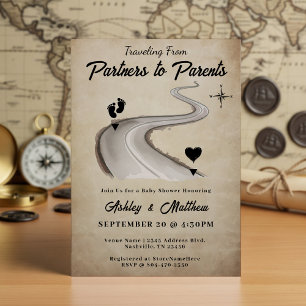 Travelling from Partners to Parents Baby Shower Invitation
