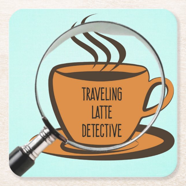 Travelling Latte Detective coasters (Front)