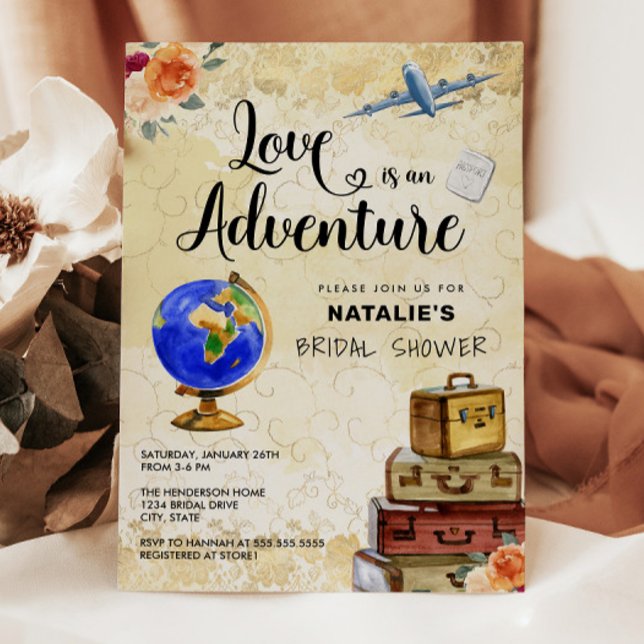Travelling Love is an Adventure Bridal Shower Invitation (Creator Uploaded)