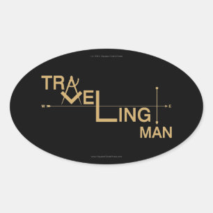 Travelling Man Oval Auto Sticker