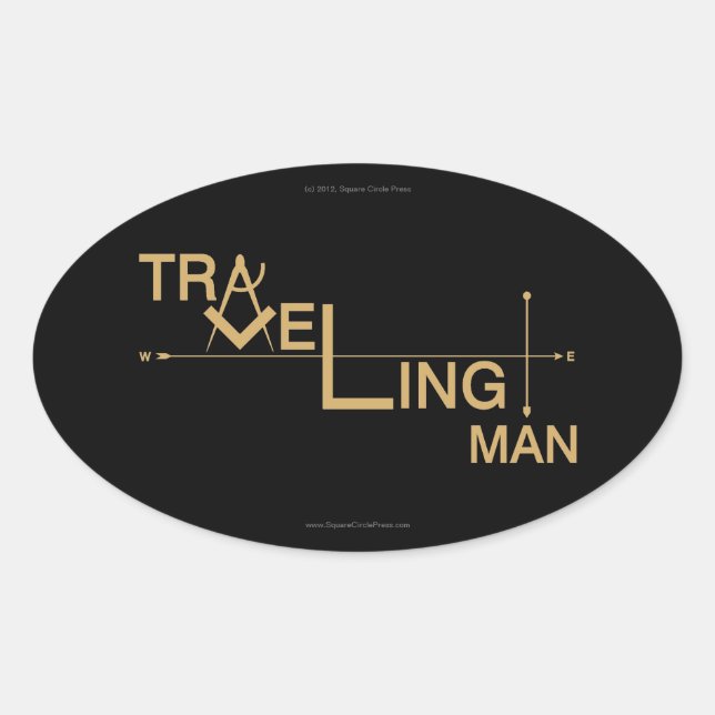 Travelling Man Oval Auto Sticker (Front)