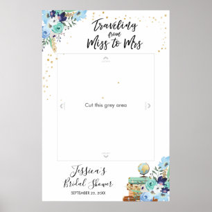 Travelling Miss to Mrs Photo Prop Booth Frame Poster
