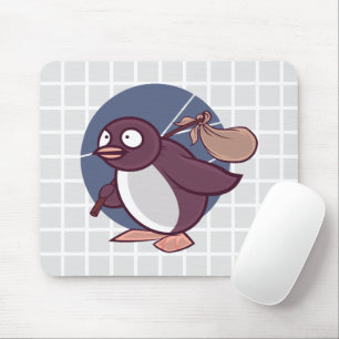 Travelling Penguin Grid Mouse Pad