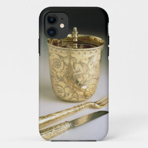 Travelling set of a knife, fork, spoon and beaker, iPhone 11 case