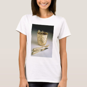 Travelling set of a knife, fork, spoon and beaker, T-Shirt