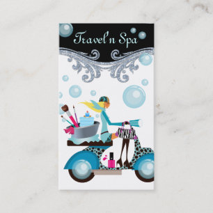 Travelling Spa Business Card Scooter Girl Bubbles