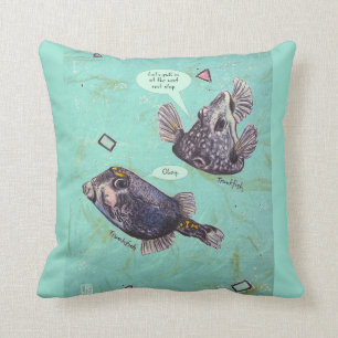 Travelling Trunkfish 16"x16" throw pillow