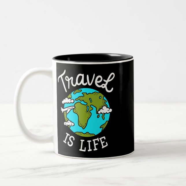 Travelling World Travel Two-Tone Coffee Mug (Left)