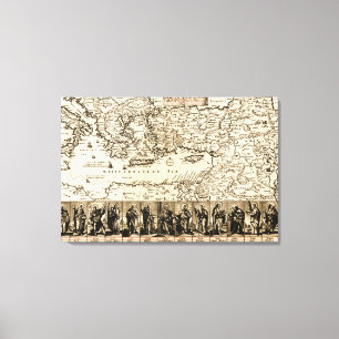 Travels of the Apostle PaulPanoramic Map Canvas Print