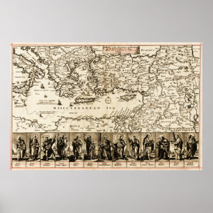 Travels of the Apostle PaulPanoramic Map Poster