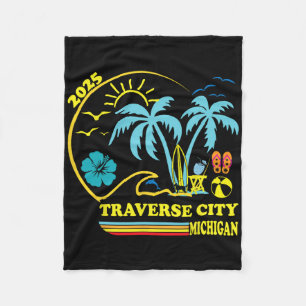 Traverse City Michigan Family Vacation 2025 Matchi Fleece Blanket