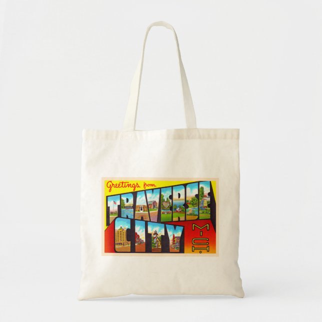 Traverse City Michigan MI Large Letter Postcard Tote Bag (Front)