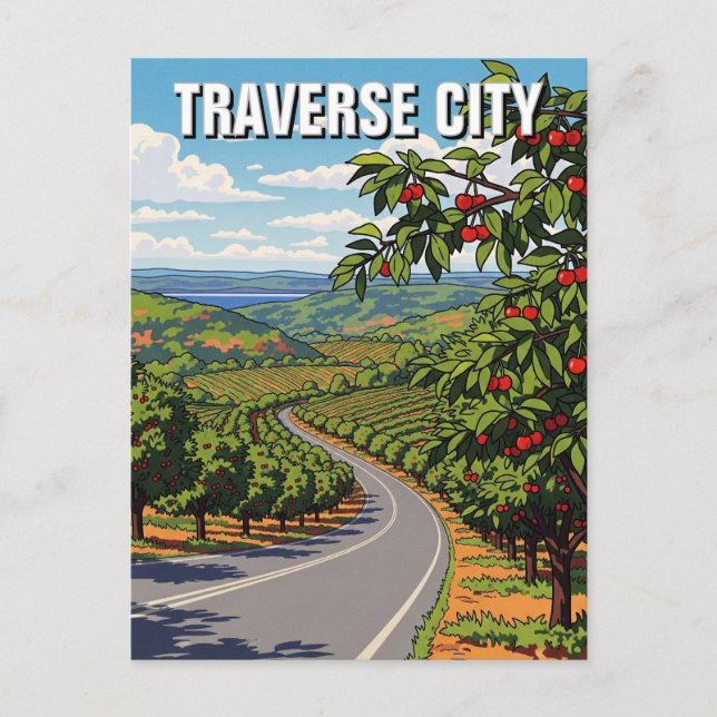 Traverse City Michigan Travel Postcard (Front)