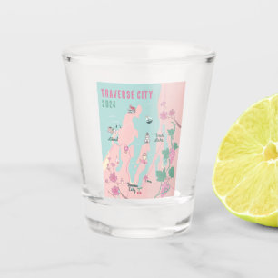 Traverse City Michigan Wine and Cherry Map Shot Glass