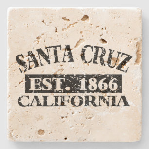 Travertine Stone Coaster with Santa Cruz imprint