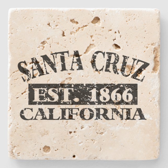 Travertine Stone Coaster with Santa Cruz imprint (Front)
