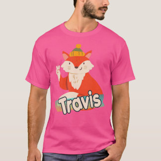 Travis Cute Boy Name With Cool Fox T-Shirt