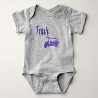 Travis Name With Fire Truck, Baby Bodysuit