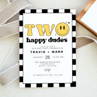 TRAVIS Two Happy Dudes Smile Face First Birthday