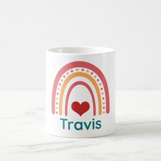 Travis Vintage Boho Rainbow Coffee Mug (Center)