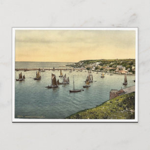 Trawlers leaving harbour, Brixham, England classic Postcard
